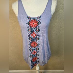 Rubbish Periwinkle Tank Top with Vibrant Embroidery Small (6099)
